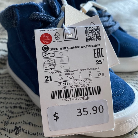 Zara Baby Boy High-Top Sneakers Size 5.5 - Picture 6 of 6